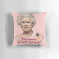 Queen Elizabeth II portrait pillow with "Not Amused" text