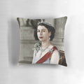 Plush queen elizabeth pillow in regal colors with royal crest