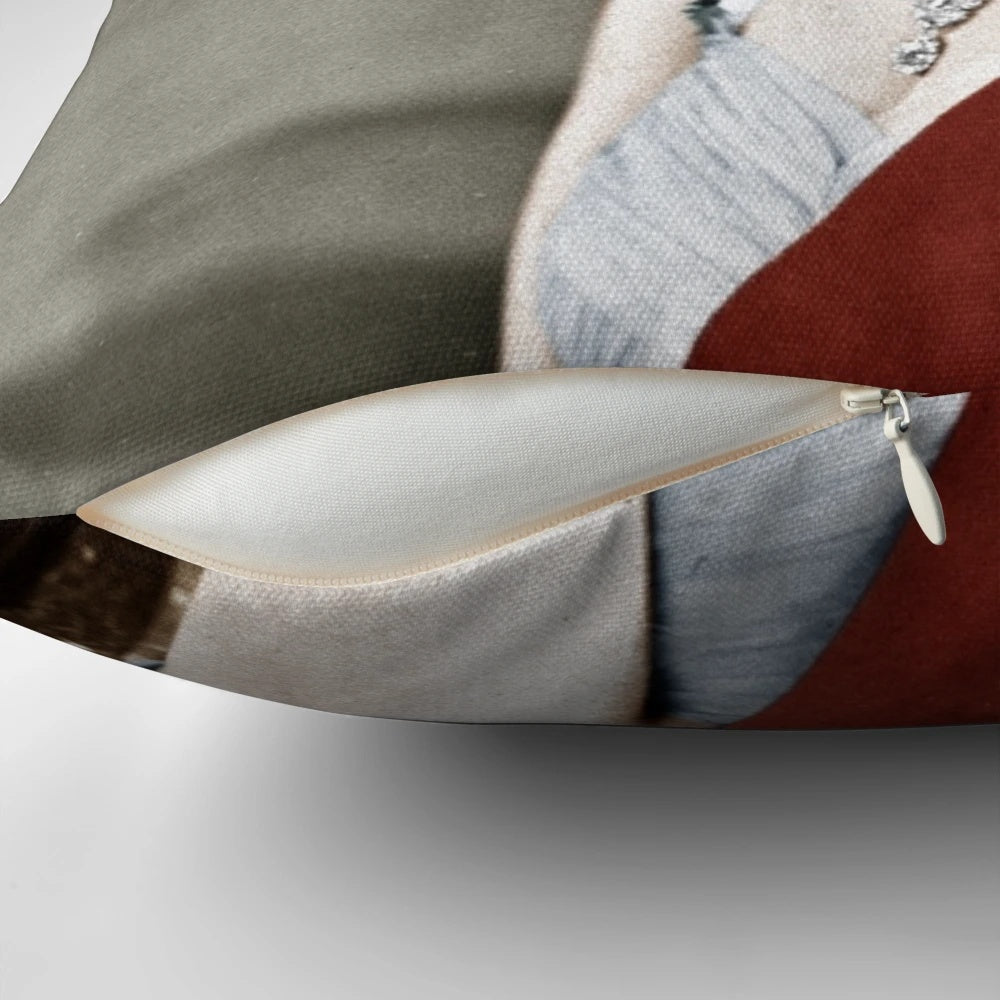 Plush queen elizabeth pillow in regal colors with royal crest