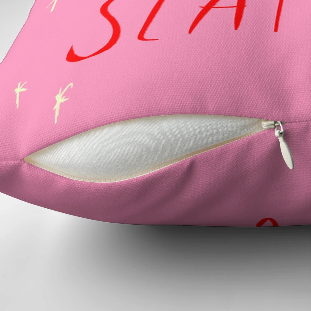 Slay Queen Pillow with a Crown Design in Pink and Purple