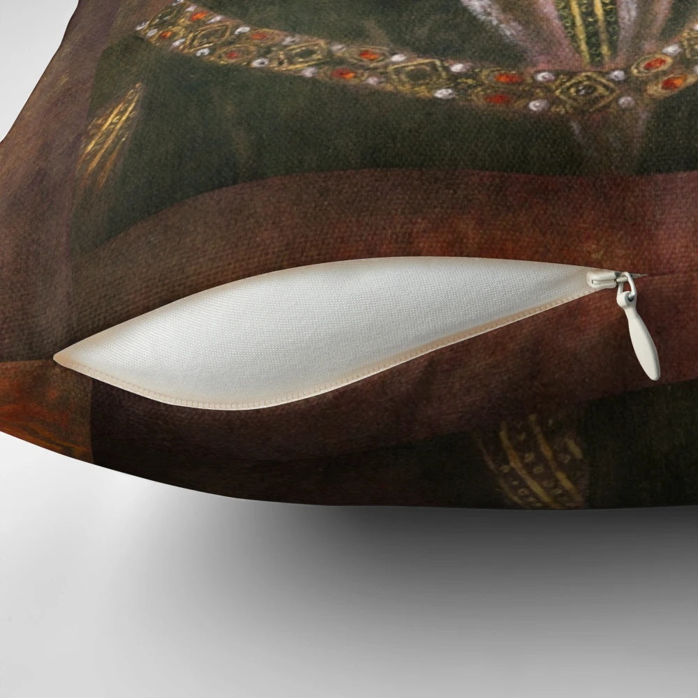 Decorative pillow featuring a red fox in a vintage-style painting, celebrating the legacy of King Richard III.