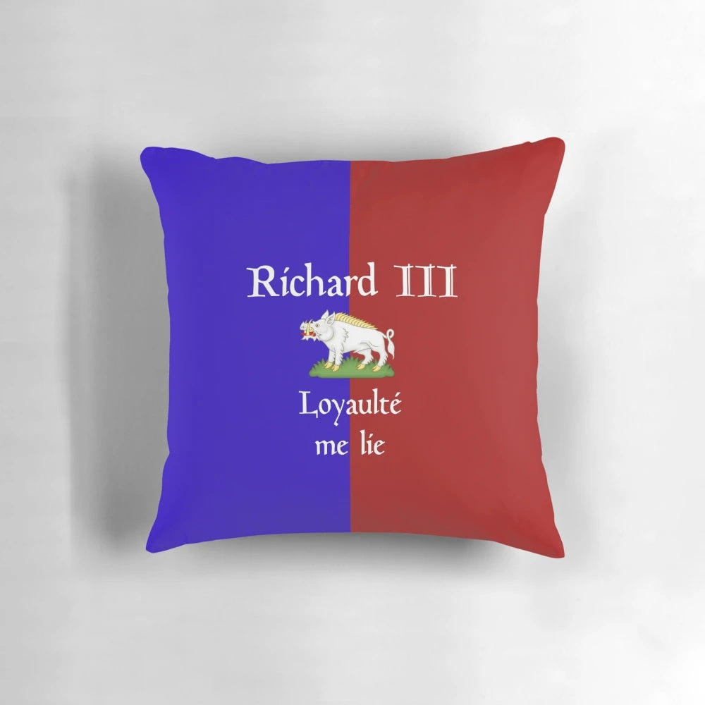 Decorative pillow featuring the Yorkist white boar crest, representing the legendary King Richard III