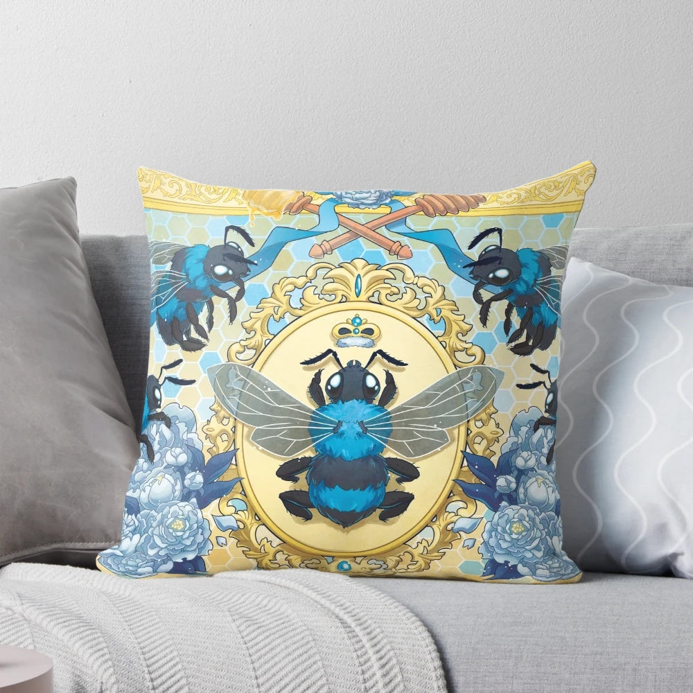 Luxurious royal honey pillow with intricate floral and bee design