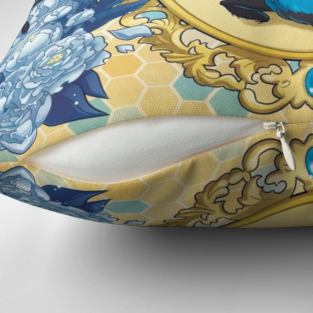 Luxurious royal honey pillow with intricate floral and bee design