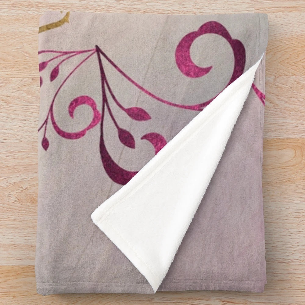 Mary Queen of Scots inspired plush blanket featuring Scottish thistles and typography