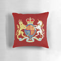 Decorative pillow featuring the iconic royal coat of arms of the United Kingdom