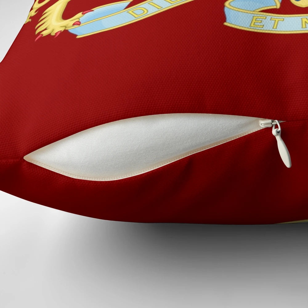 Decorative pillow featuring the iconic royal coat of arms of the United Kingdom