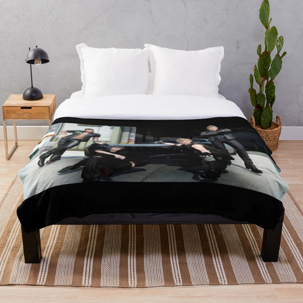 Regalia plush blanket featuring Final Fantasy XV characters