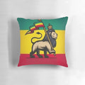 Vibrant Lion of Judah pillow with reggae-inspired colors
