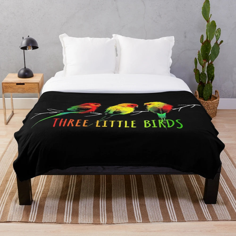 Reggae plush blanket with three little birds illustration