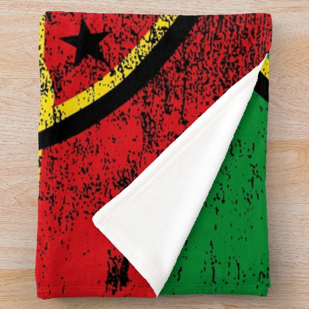 Reggae-inspired rasta plush blanket with vibrant rastafarian flag colors