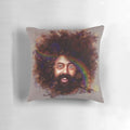 Reggie Watts digital portrait pillow with comedy and music themes