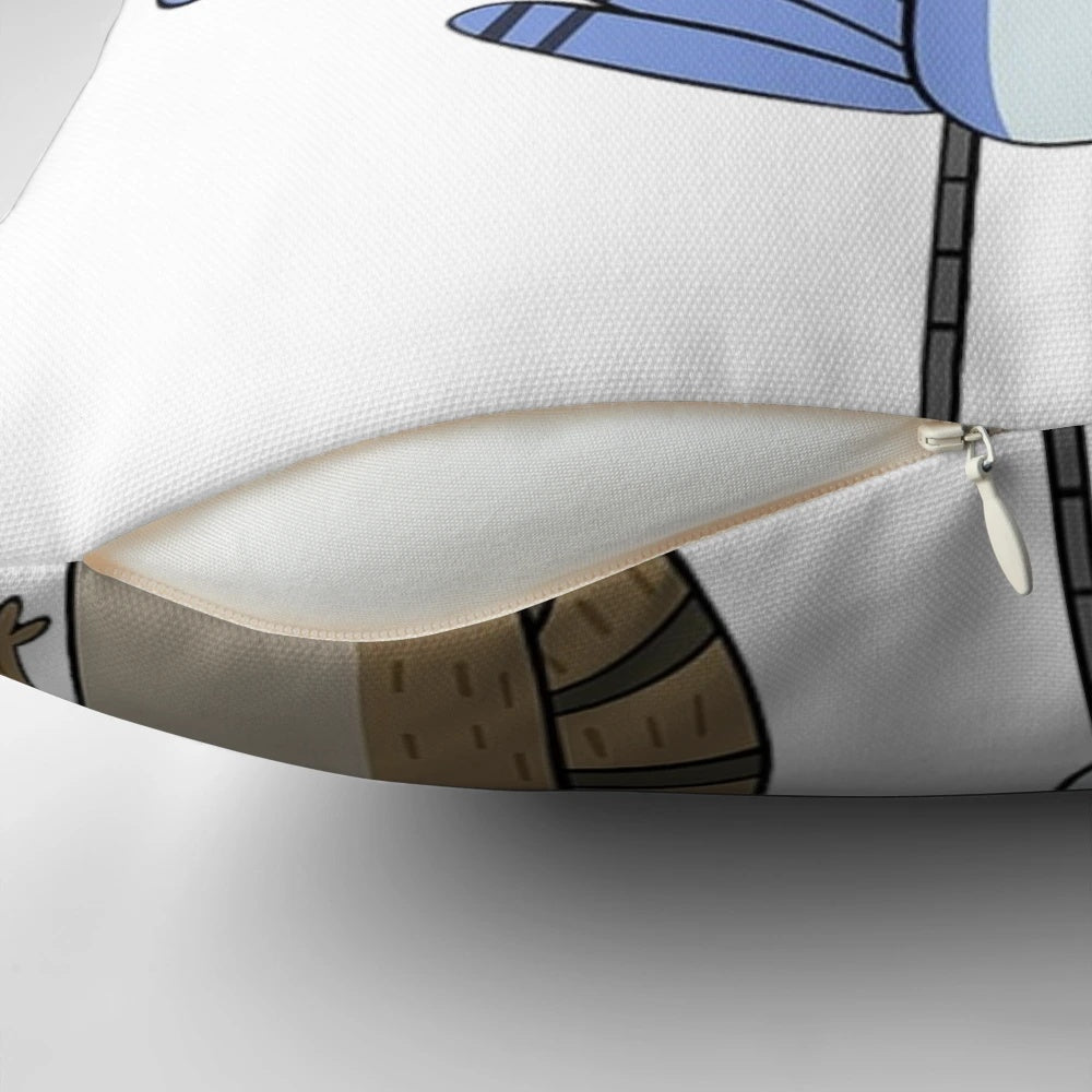 Mordecai and Rigby, the iconic cartoon characters from Regular Show, pointing on a cozy pillow