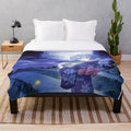Rei Ayanami inspired plush blanket with kimono and moon design