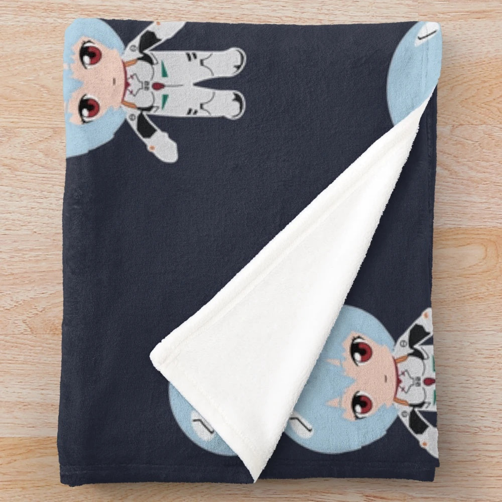 Rei-inspired plush blanket with Evangelion and anime design