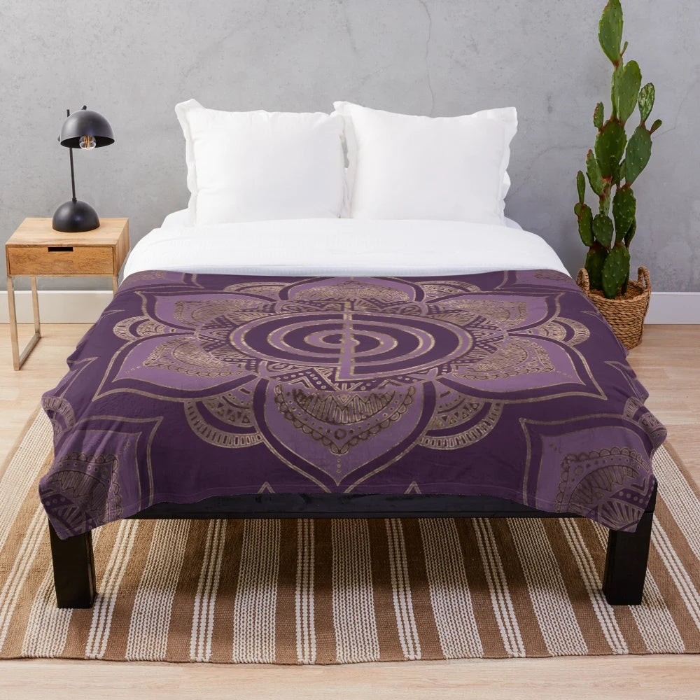 Reiki symbol pastel and gold plush blanket