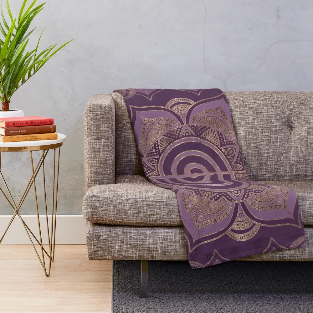 Reiki symbol pastel and gold plush blanket