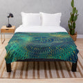 Reiki-inspired plush blanket with gemstones and gold accents