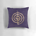 Pillow featuring the Reiki symbol Cho Ku Rei on a purple lotus design