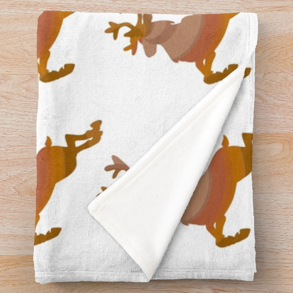 Reindeer plush blanket with abstract, colorful design