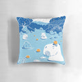 Fluffy capybara relaxing in yuzu-scented onsen hot spring, featured on a cozy pillow