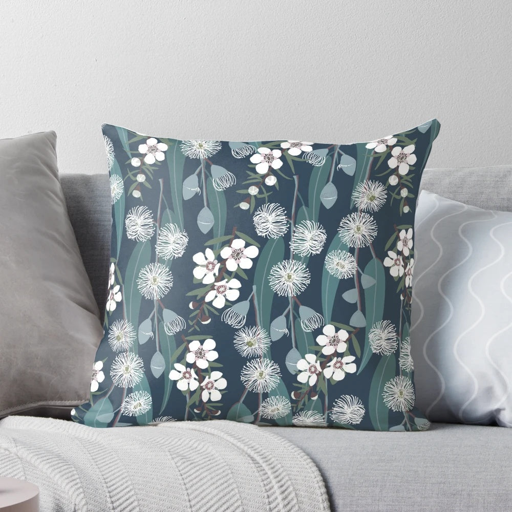 Australian eucalyptus and tea tree pillow with floral pattern