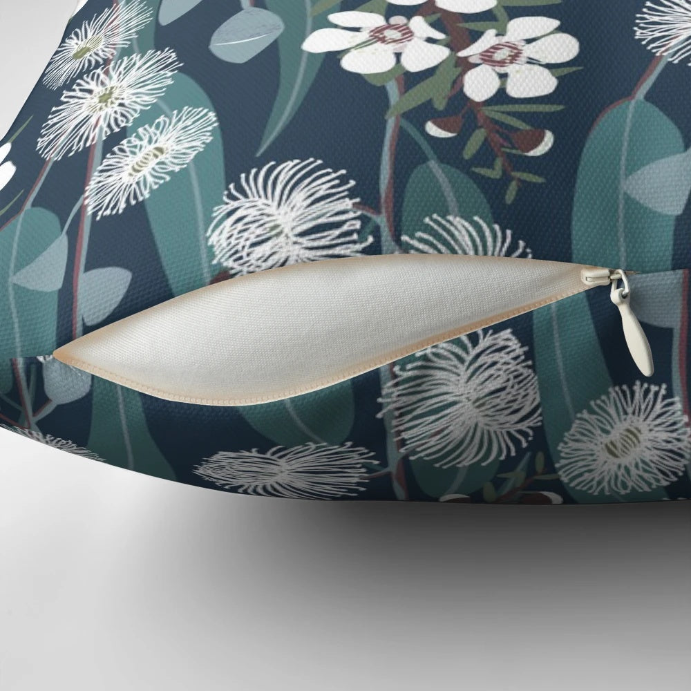 Australian eucalyptus and tea tree pillow with floral pattern