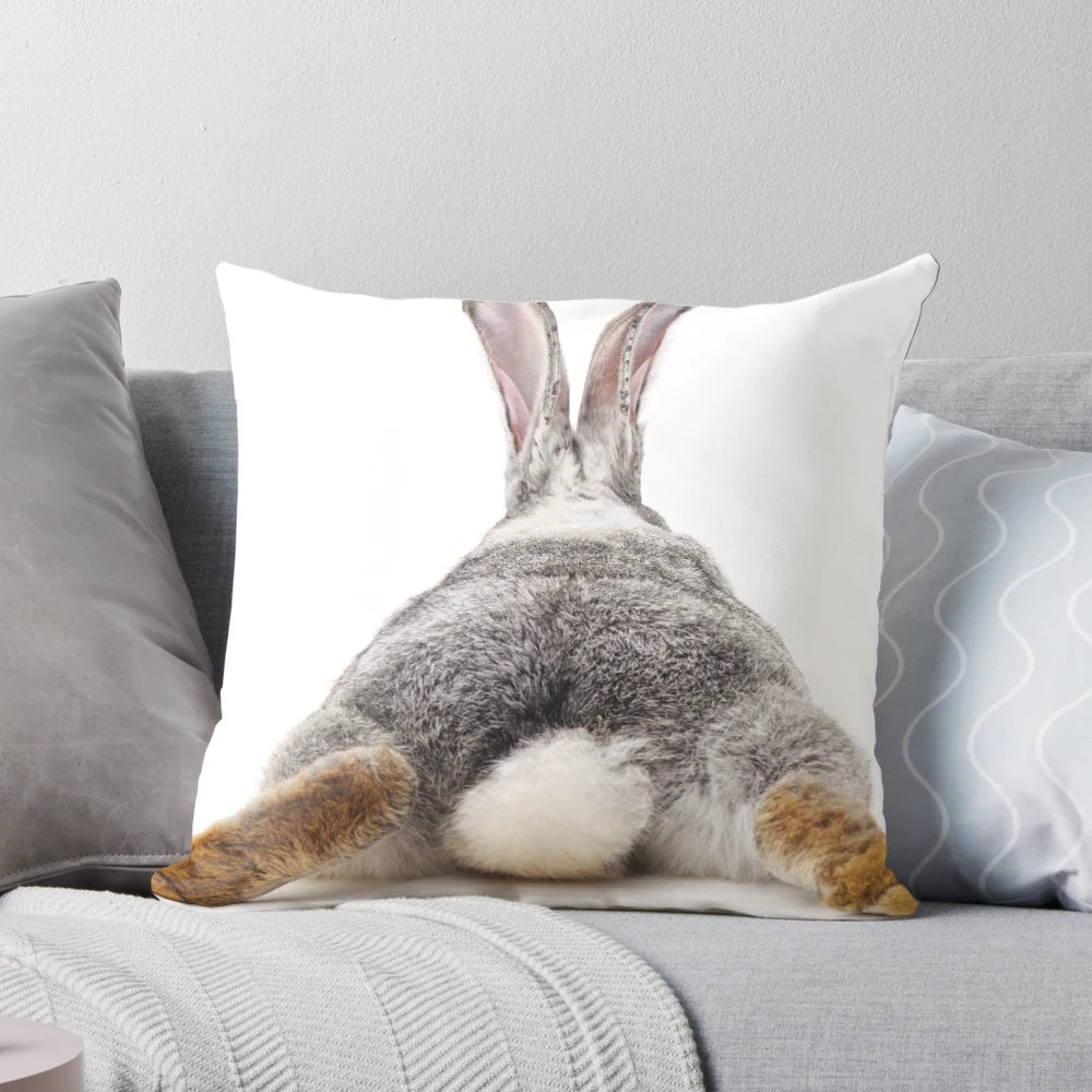 Soft and fluffy rabbit-shaped pillow for relaxation and home decor