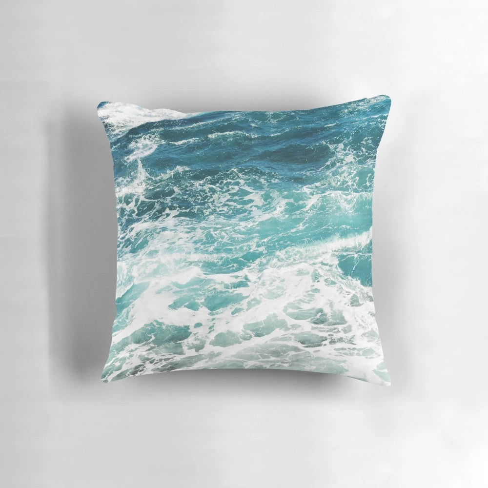 Soft and cozy pillow with a beautiful blue ocean waves design