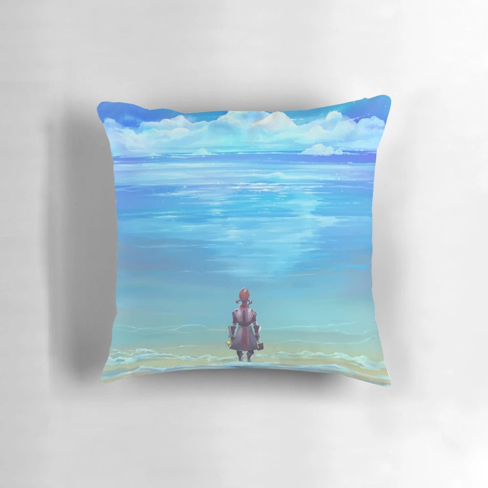 Soft, plush pillow featuring a serene ocean-themed design inspired by the Bioware video game Mass Effect