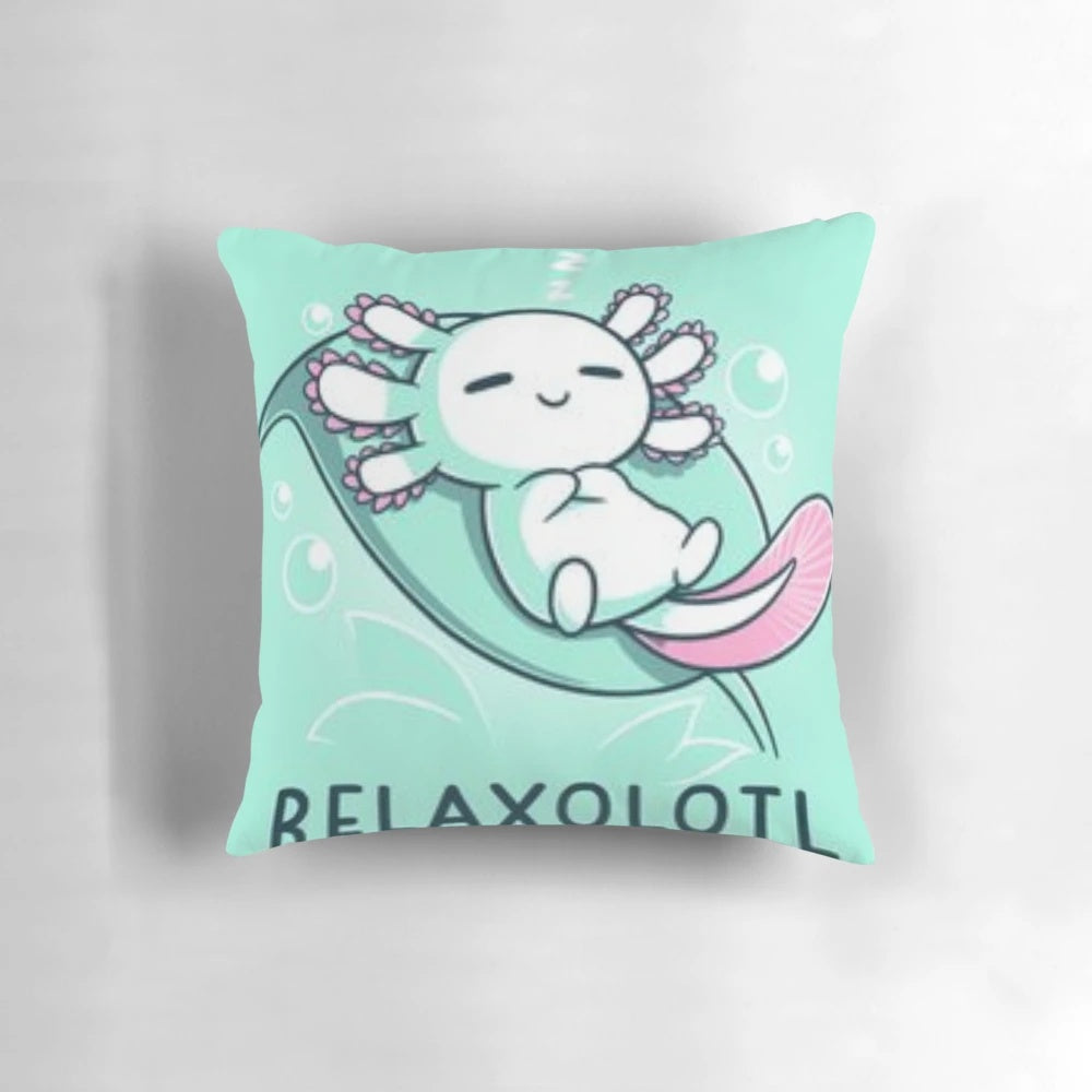 Soft and Cuddly Relaxolotl Pillow featuring a Cute Axolotl Design