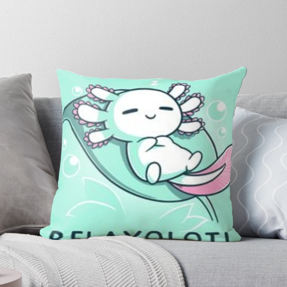Soft and Cuddly Relaxolotl Pillow featuring a Cute Axolotl Design