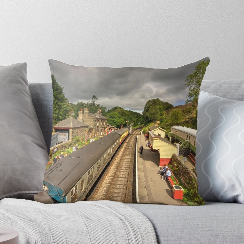 Goathland Station Pillow, featuring the historic preserved railway in North Yorkshire Moors