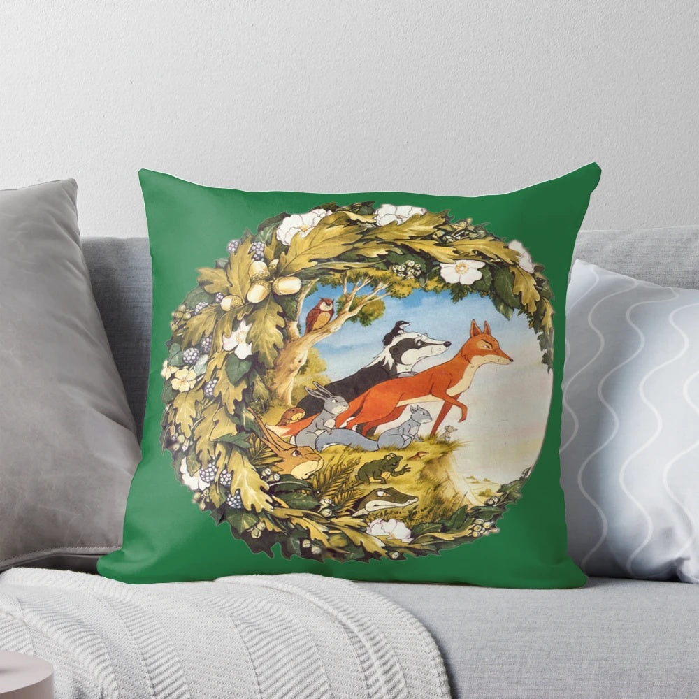 Cozy "Animals of Farthing Wood" inspired classic design pillow