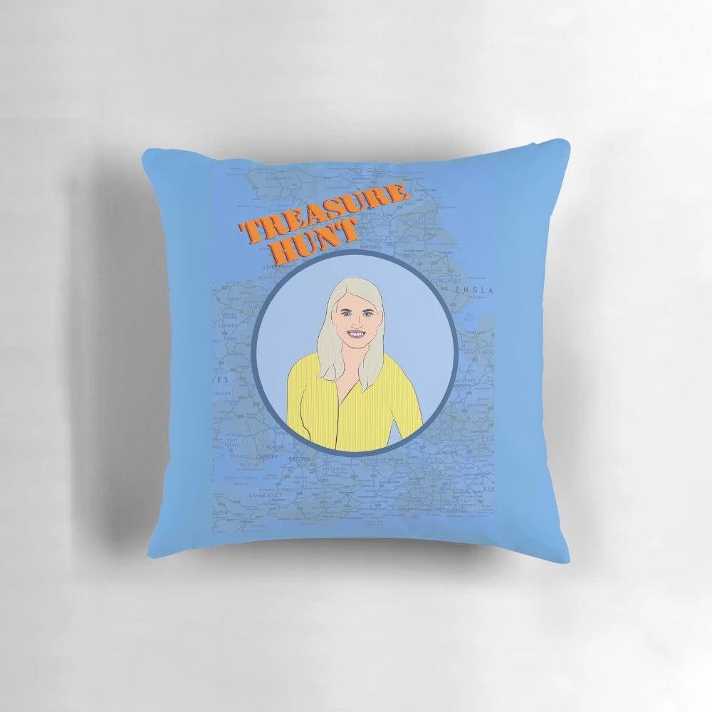 Treasure Hunt Pillow featuring iconic 80s/90s British TV show imagery