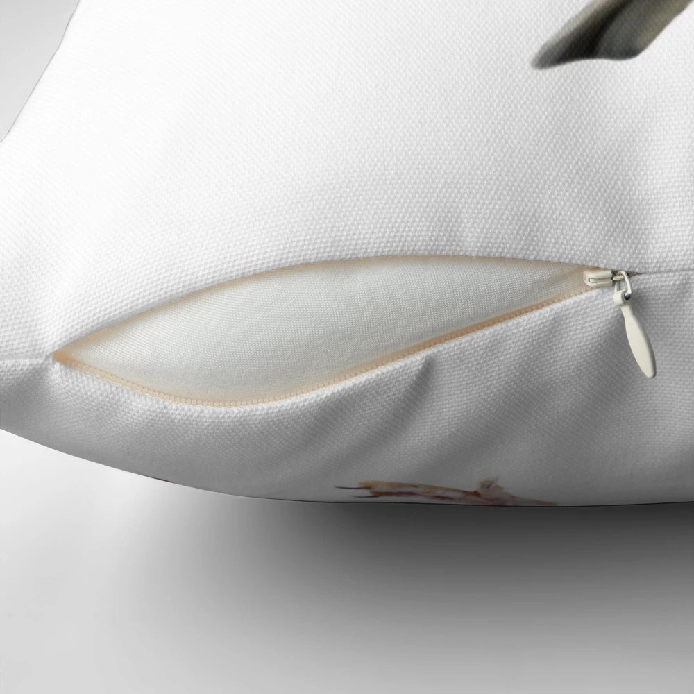 Soft pillow with a tranquil image of a red-breasted robin, a beloved British songbird, evoking memories and comfort.