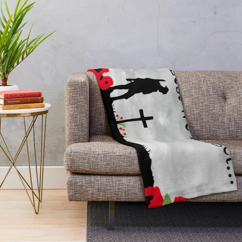 Remembrance Day Plush Blanket with Poppy Design