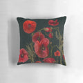 Red poppies on a black pillow, a beautiful botanical and floral design for remembrance day.