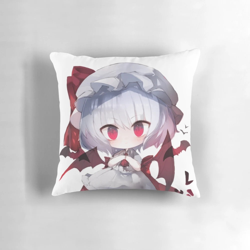 Soft, plush chibi pillow featuring the vampire character Remilia Scarlet from the Touhou anime and manga series.