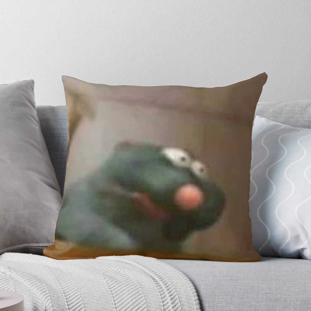 Remy Ratatouille meme pillow with a fun, retro-inspired design