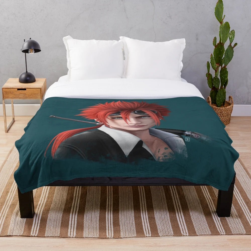 Reno from Final Fantasy 7 Remake inspired plush blanket
