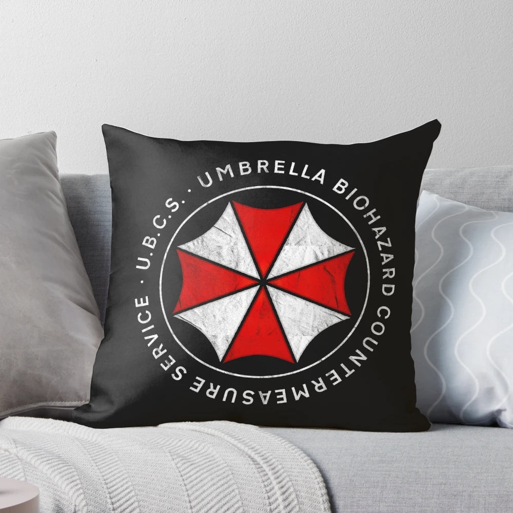 Resident Evil 3 Umbrella Biohazard Countermeasure Service Pillow with Jill Valentine and Carlos Oliveira characters