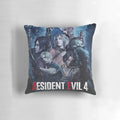 Resident Evil 4 inspired throw pillow featuring characters from the RE4 remake