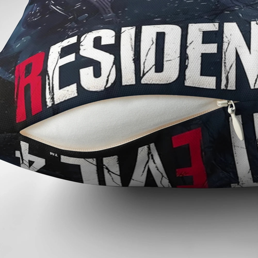 Resident Evil 4 inspired throw pillow featuring characters from the RE4 remake