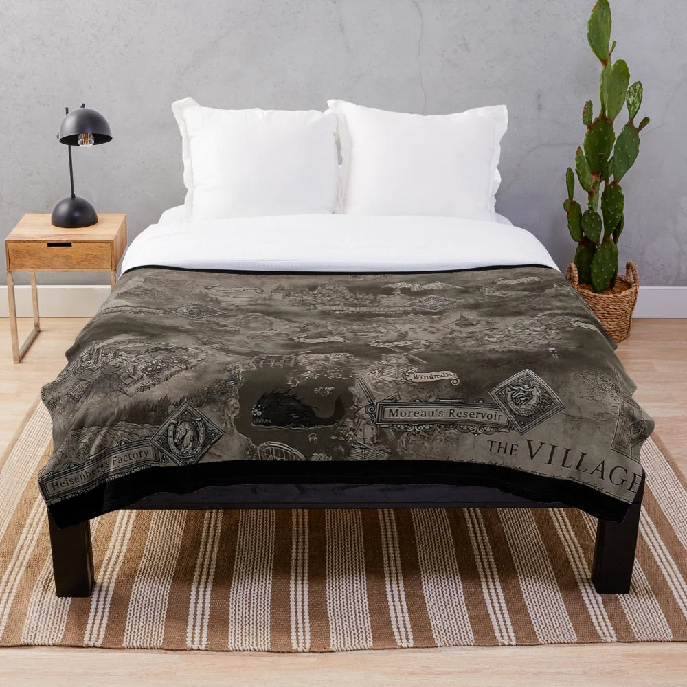 Resident Evil inspired map design plush blanket