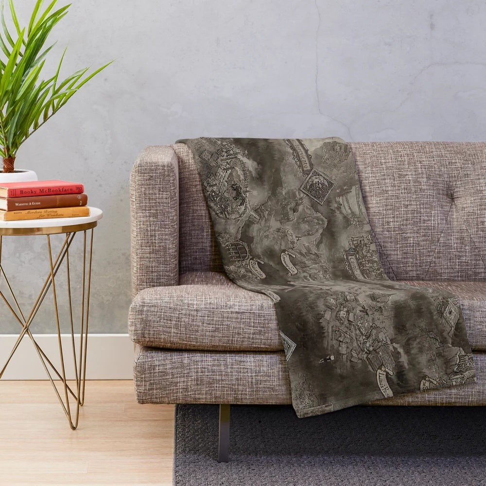 Resident Evil inspired map design plush blanket