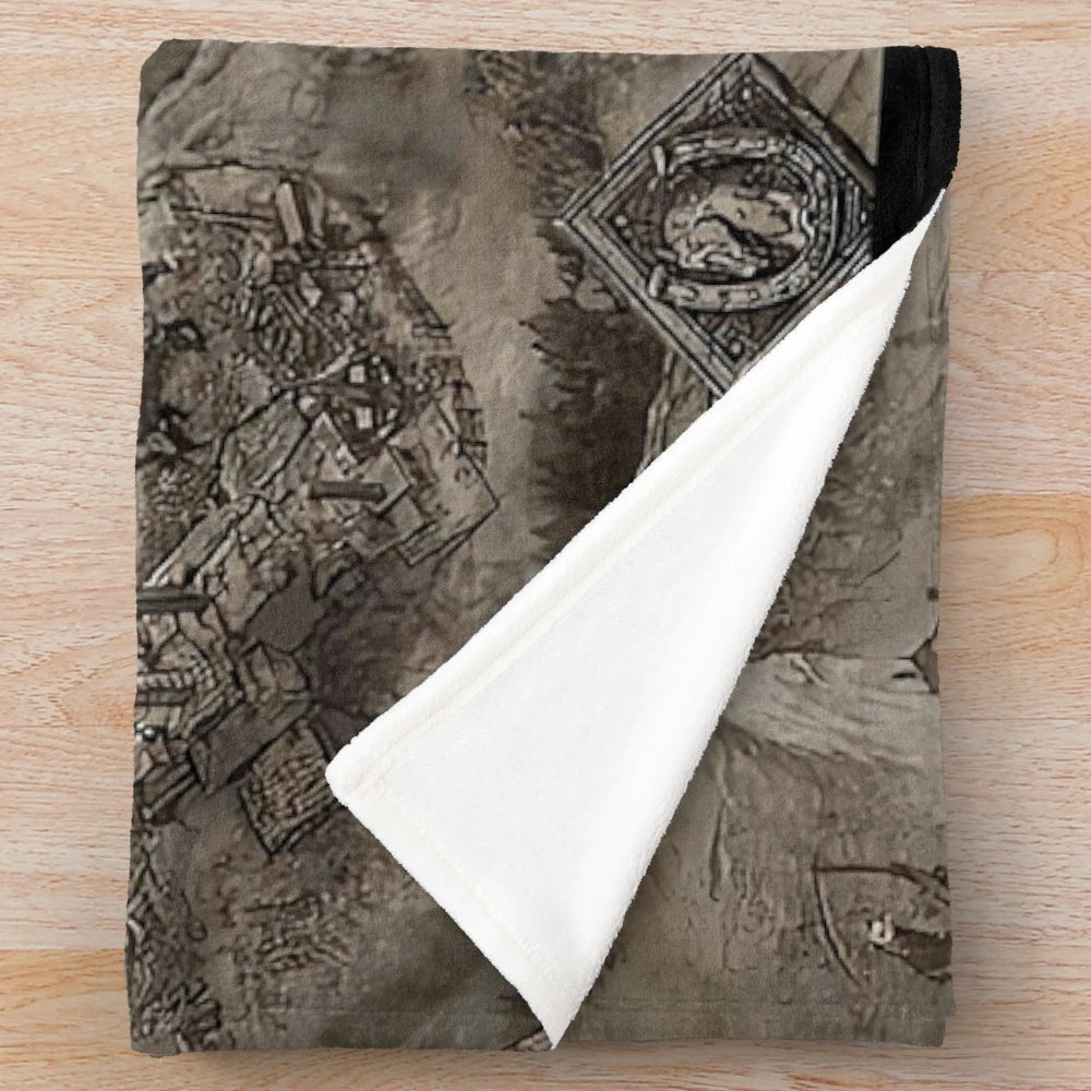 Resident Evil inspired map design plush blanket