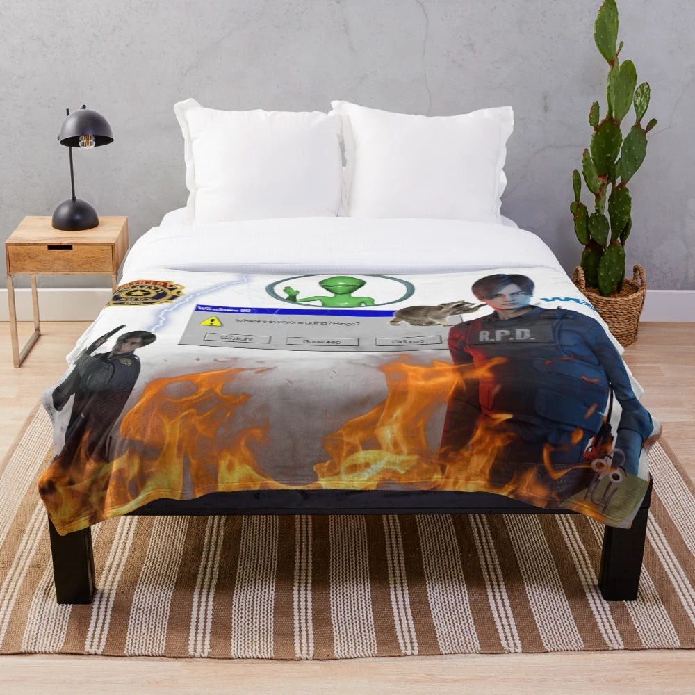 Leon Kennedy Resident Evil Plush Blanket featuring Gaslighting, Gatekeeping, and Girlbossing