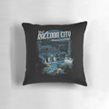 Resident Evil Raccoon City Zombie Pillow with characters and city landscape