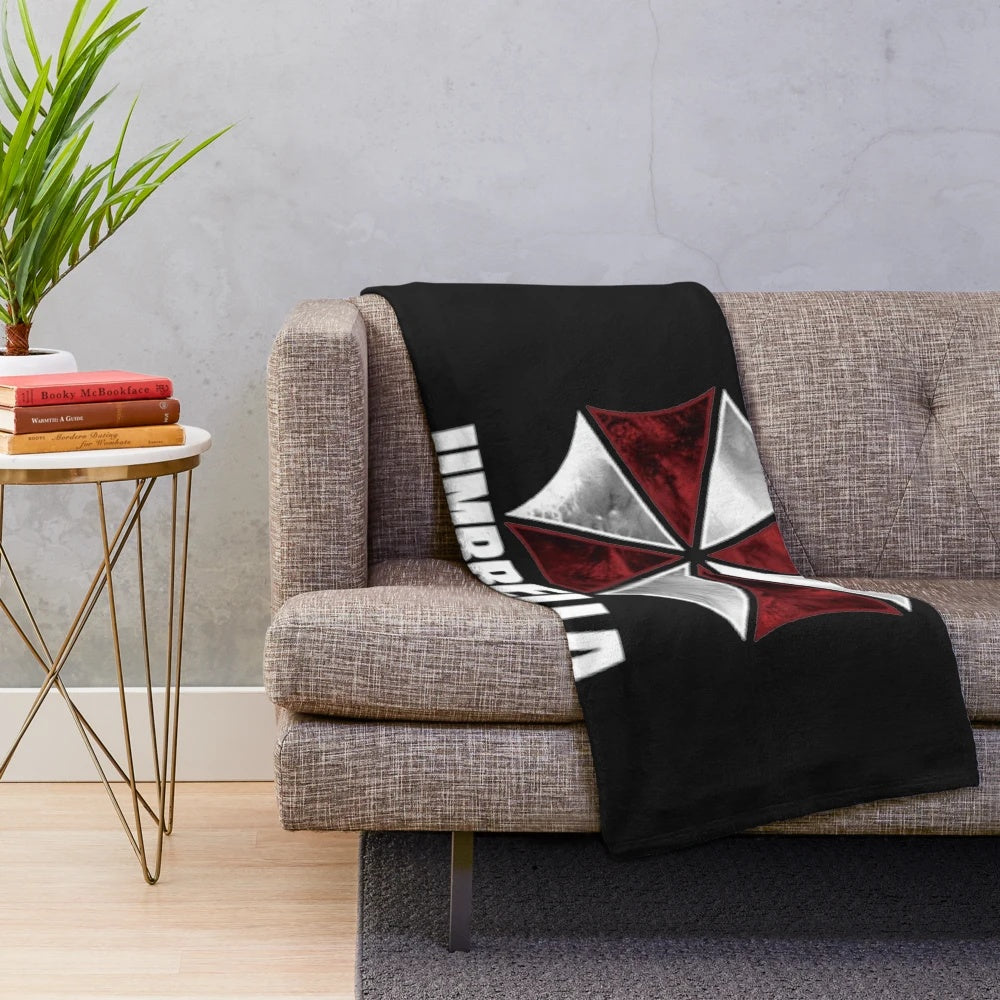 Resident Evil plush blanket featuring the Umbrella Corporation logo